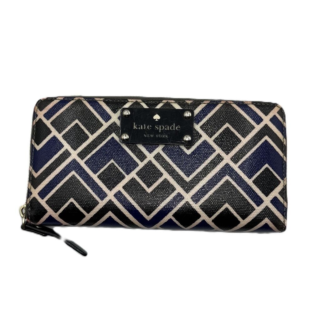 Kate Spade New York Zip-Around Continental Wallet Black White Blue One Size